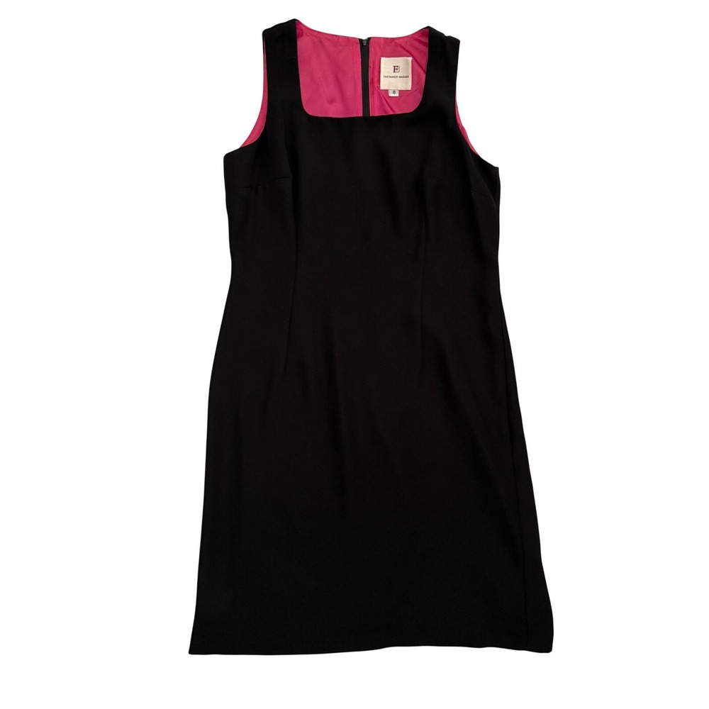 Vintage Fattaneh Bahari Womens Black Square Neck Shift Dress Size 8 Corporate